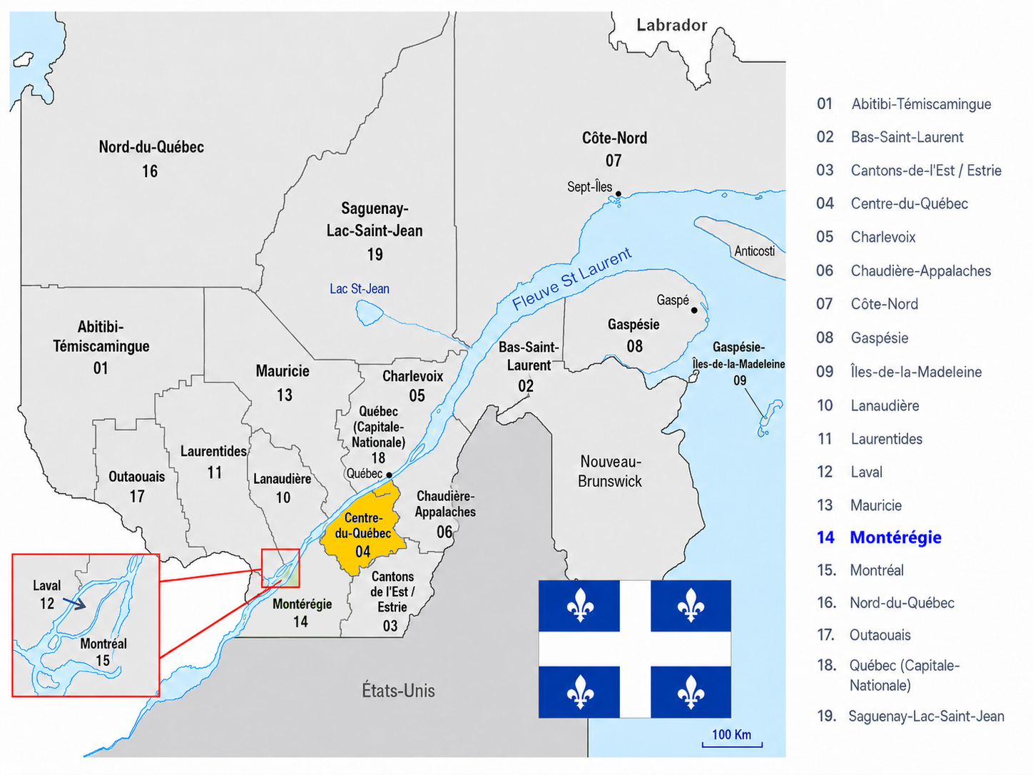 Carte Centre-du-Québec